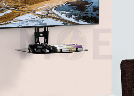 DVD stand Wall Mount Fixed Single Glass Shelf Max Load 5Kg 360x250mm  EKT102 - حامل دي في دي حائطي مع رف زجاجي 