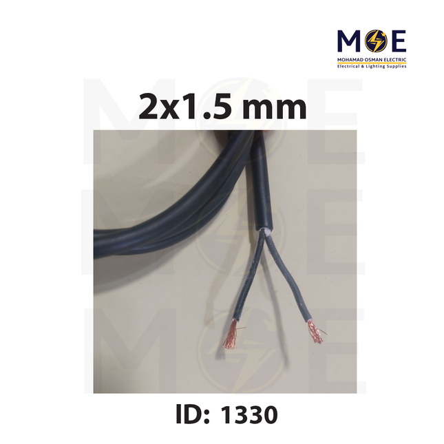 Liban Cables Multicore Fiber CU Core Flexible Black | NYMHY 2x1.5 mm | كابل مبروم شعري اسود