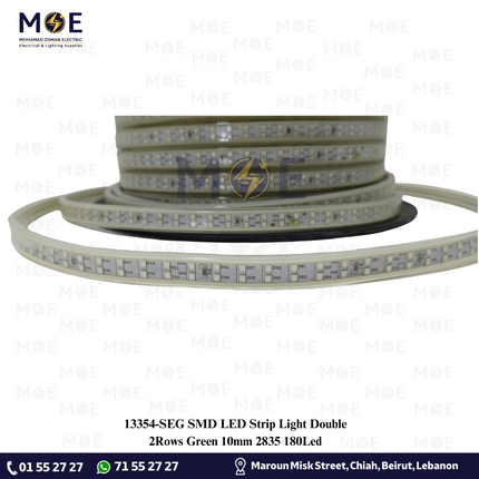 SEG SMD LED Strip Light Double 2Rows Green 10mm 2835 180Led