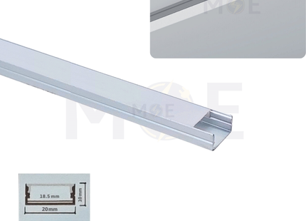 OB Surface LED Aluminum Profile Silver 20x10mm 3mt | 2010 | بروفايل ليد المنيوم ظاهر