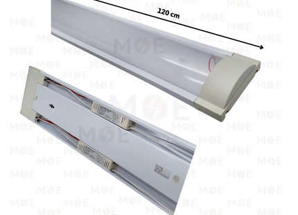 Excel Light Tube Light Fixture Prismatic Diffuser With Electronic Ballast White 2x40W 120cm | 2FC-40 WH | شاسي عريضة ترانس الكترون ابيض