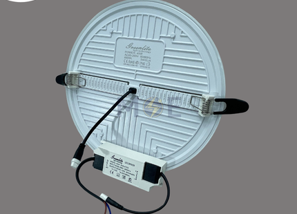 Greenlite IP40 LED Downlight/ Panel Light White Ceiling Flush Mounted FrameLess Circular Daylight 6500K 20.5cm 45W | GR-REC45 | سبوت ليد مدور مخفي بدون كادر متحرك ابيض دايلايت
