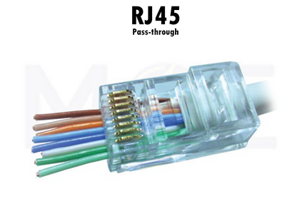 Pass-Through Network Plug Crimp Connector Unshielded Transparent CAT5E RJ45 8P8C