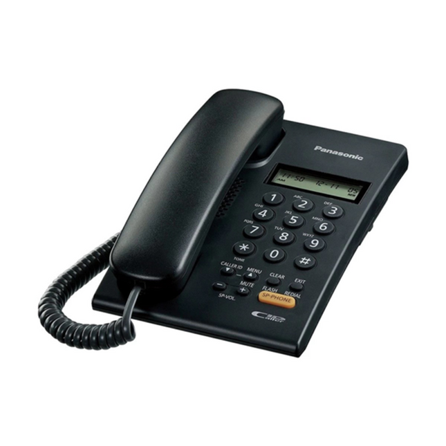 Panasonic Landline Corded phone LCD Display Speaker Without Batteries Black | KX-TS402SX