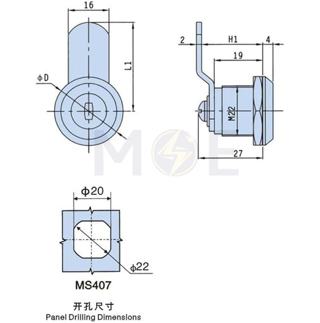 Keyed Cam Lock for Electrical Cabinet - Disk Tumbler Cylinder