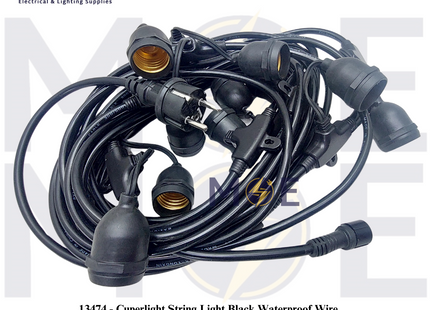 Cuperlight String Light Black Waterproof Wire 10 LampHolder E27 10mt Extendable | 10M10S E27 | حبل زينة/كابل مع دوي مطري