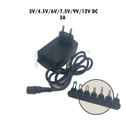Lotus Universal Notebook Power Adapter With 7 Seperate Connectors AC/DC 3V/4.5V/6V/7.5V/9V/12V 3A | LT-F118