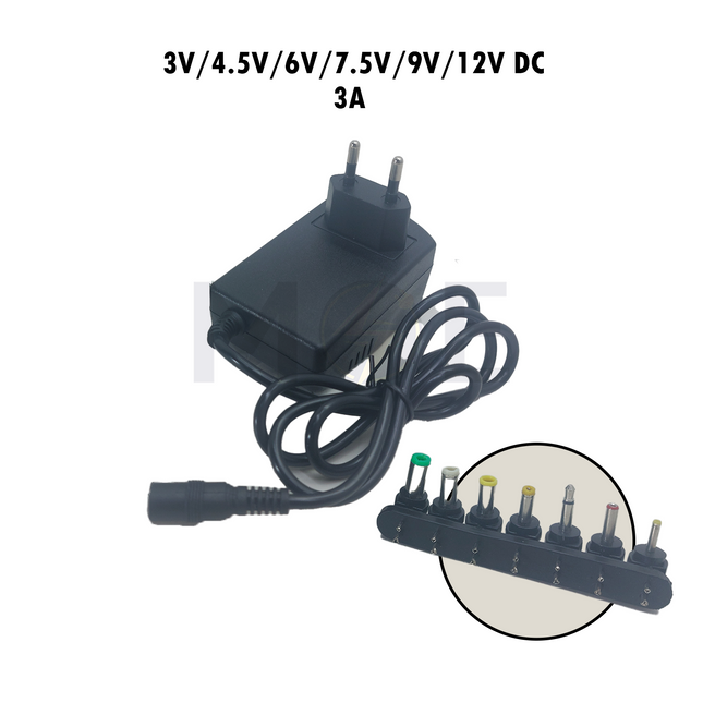 Lotus Universal Notebook Power Adapter With 7 Seperate Connectors AC/DC 3V/4.5V/6V/7.5V/9V/12V 3A | LT-F118