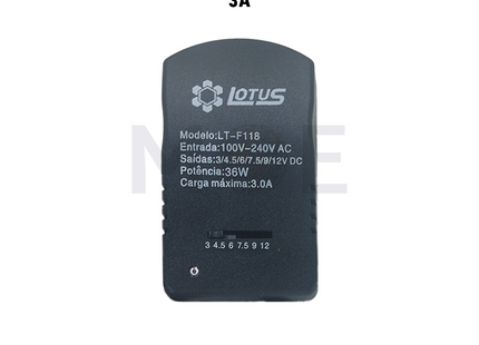 Lotus Universal Notebook Power Adapter With 7 Seperate Connectors AC/DC 3V/4.5V/6V/7.5V/9V/12V 3A | LT-F118