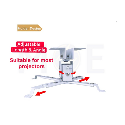 Projector Stand Ceiling  Wall Mount adjustable white Max 13Kg Length 70-130cm  -حامل بروجكتر سقفي أو جداري قابل للتعديل 