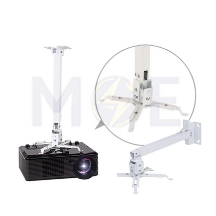Projector Stand Ceiling  Wall Mount adjustable white Max 13Kg Length 70-130cm  -حامل بروجكتر سقفي أو جداري قابل للتعديل 