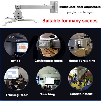 Projector Stand Ceiling  Wall Mount adjustable white Max 13Kg Length 70-130cm  -حامل بروجكتر سقفي أو جداري قابل للتعديل 