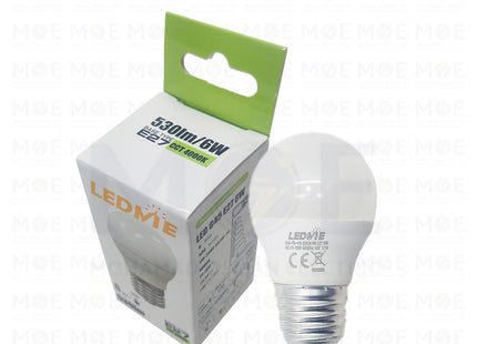 LEDMIE LED Lamp Bulb CoolWhite E27 530Lm 4000K 6W | G45 | لمبة ليد برم بول كول وايت