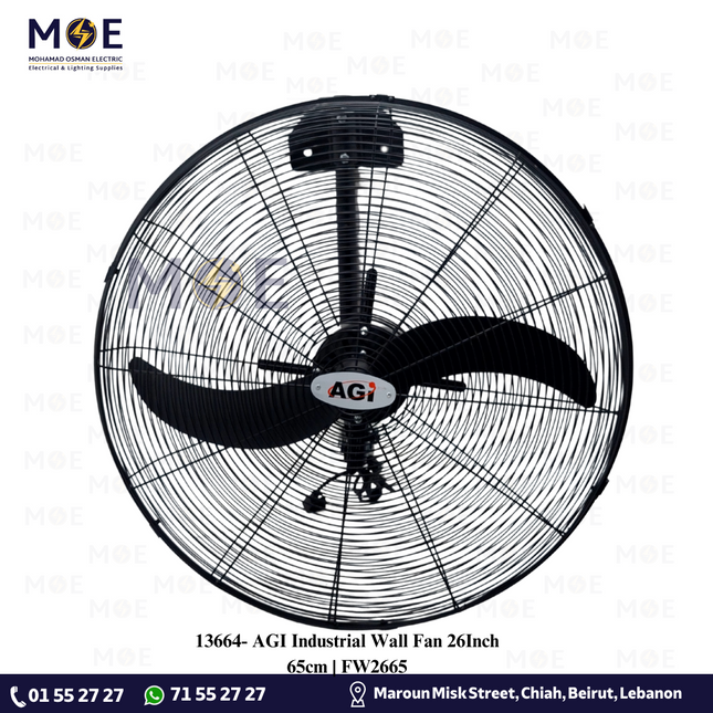 AGI Industrial Wall Fan 26Inch 65cm | FW2665 | مروحة حائط صناعية