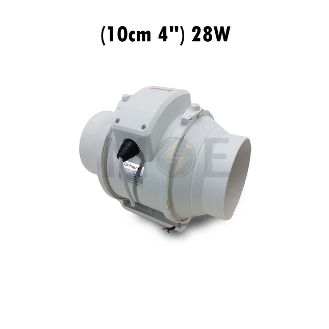 Brilliant Mixed Flow In-Line Duct Fan (10cm 4") 28W |BPT-4 شفاط ماسورة توربين بلاستيك