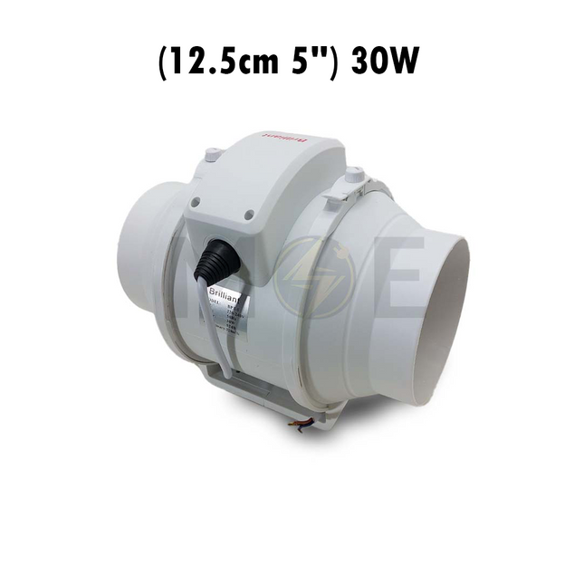 Brilliant Mixed Flow In-Line Duct Fan (12.5cm 5") 30W | BPT-5 شفاط ماسورة توربين بلاستيك