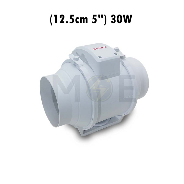 Brilliant Mixed Flow In-Line Duct Fan (12.5cm 5") 30W | BPT-5 شفاط ماسورة توربين بلاستيك