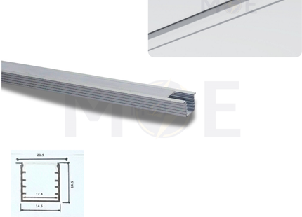 Recessed LED Aluminum Profile Silver 14.5x14.5mm 2mt | JH014A-524A | بروفايل ليد المنيوم مخفي