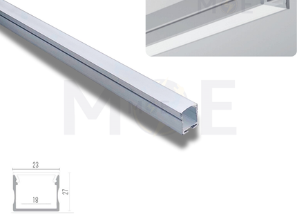 Surface LED Aluminum Profile Silver 23x27mm 2mt | G-149 | بروفايل ليد المنيوم ظاهر