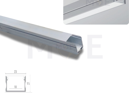 Surface LED Aluminum Profile Silver 23x27mm 2mt | G-149 | بروفايل ليد المنيوم ظاهر