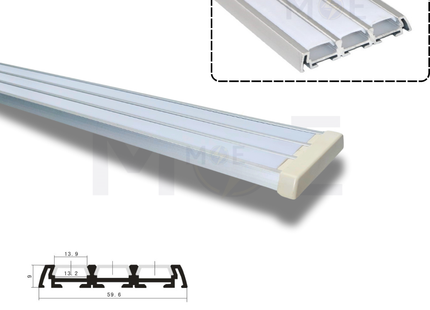Triple Surface LED Aluminum Profile Silver 59.6x6mm 1mt | AP21-370434 | بروفايل ليد المنيوم ظاهر