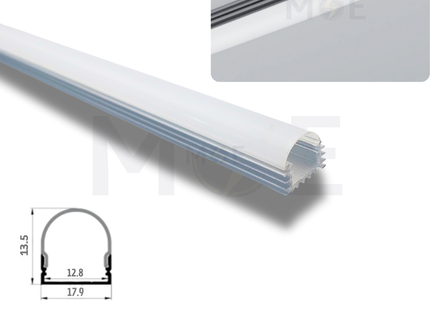 Surface LED Aluminum Profile Silver 17.9x13.5mm 1mt | AP42-371102 | بروفايل ليد المنيوم ظاهر