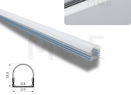 Surface LED Aluminum Profile Silver 17.9x13.5mm 1mt | AP42-371102 | بروفايل ليد المنيوم ظاهر