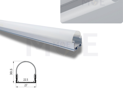 Surface LED Aluminum Profile Silver 27x30.5mm 1mt | بروفايل ليد المنيوم ظاهر