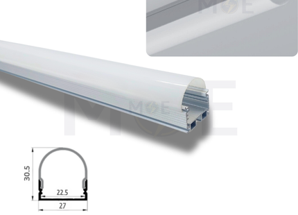 Surface LED Aluminum Profile Silver 27x30.5mm 1mt | بروفايل ليد المنيوم ظاهر