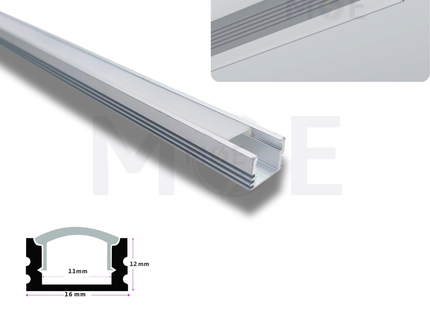 Surface LED Aluminum Profile Silver 16x12mm 1mt | بروفايل ليد المنيوم ظاهر