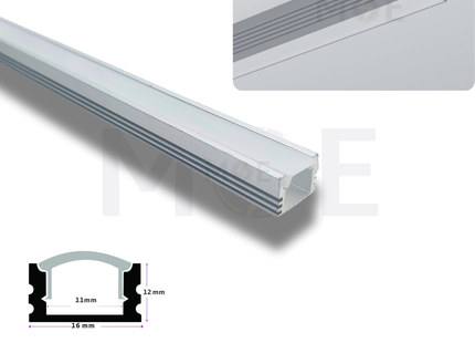Surface LED Aluminum Profile Silver 16x12mm 1mt | بروفايل ليد المنيوم ظاهر