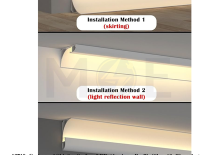 Coving and Skirting Surface LED Aluminum Profile Silver 60x30mm 1mt | بروفايل ليد المنيوم ظاهر