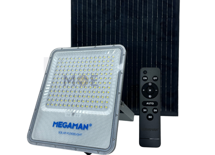 Megaman SMD LED Floodlight Solar With Solar Panel &amp; Remote Control Daylight 400W 3000Lm IP65 | ZDLS3021/400 | برجكتور ليد مع لوحة طاقة شمسية و ريموت كونترول دايلايت