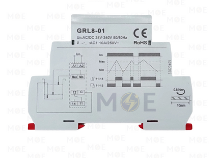 Lion Liquid Level Control Relay 24-240V AC/DC 10A 1mod. | GRL8-01 | ريليه علام مياه