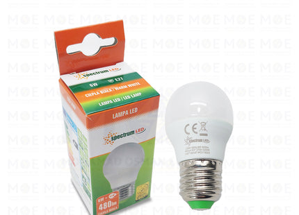 Spectrum LED Lamp Bulb WarmWhite E27 2700-3200K 480Lm 6W | WOJ13024 | لمبة ليد برم بول ورم وايت