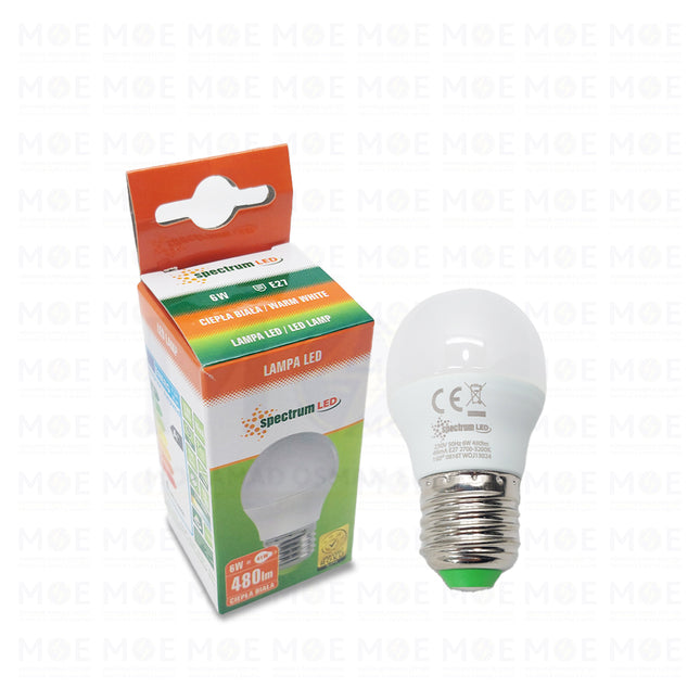 Spectrum LED Lamp Bulb WarmWhite E27 2700-3200K 480Lm 6W | WOJ13024 | لمبة ليد برم بول ورم وايت