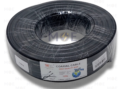 MEC coaxial cable RG6 Black 128s 75 OHM R50yd | كابل كوكسيال اسود