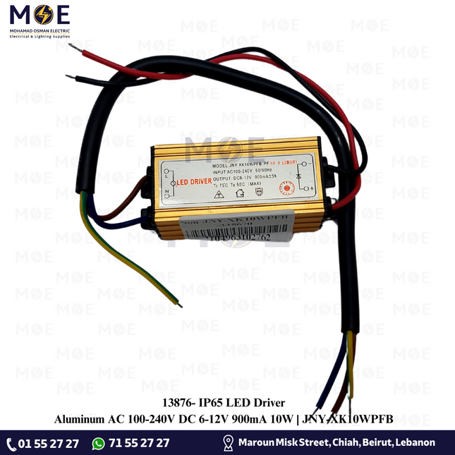 IP65 LED Driver Aluminum AC 100-240V DC 6-12V 900mA 10W | JNY-XK10WPFB