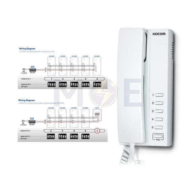 Kocom Audio Multiple Interphone (Handset) 5‑Channel DC 24V 1.2A | KIP-605PG