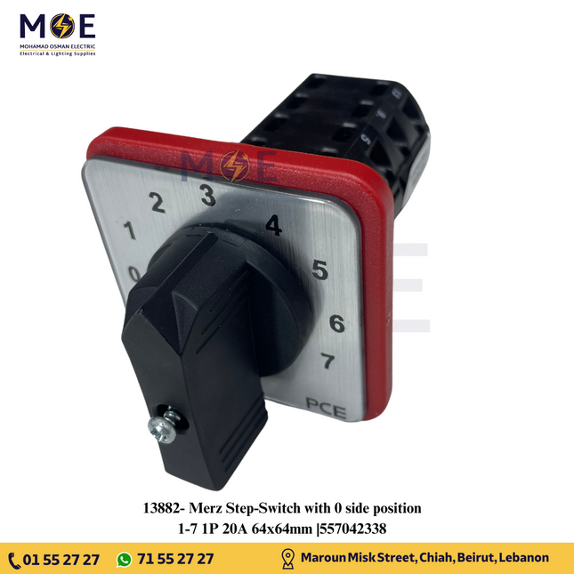 Merz Step-Switch with 0 side position 1-7 1P 20A 64x64mm |557042338