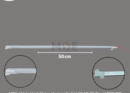 SEG Aluminum LED Tube Light Fixture Daylight DC 12V 7W 50cm | LR508-2835 | شاسي ليد رفيعة المنيوم دايلايت