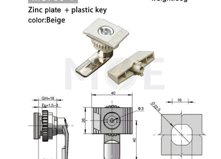 13916-TNJ Keyed Cam Lock for Electrical Cabinet - Plastic Cylinder Type