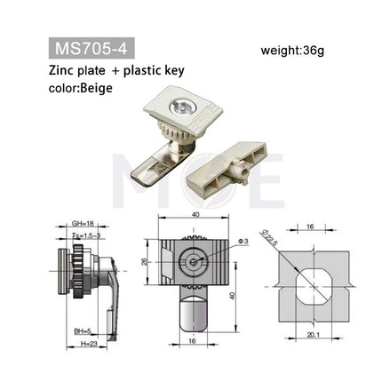 13916-TNJ Keyed Cam Lock for Electrical Cabinet - Plastic Cylinder Type