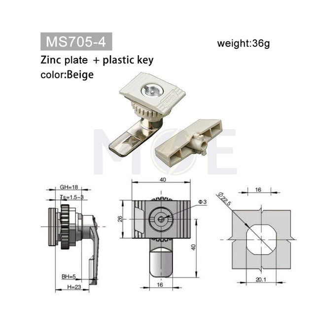 13916-TNJ Keyed Cam Lock for Electrical Cabinet - Plastic Cylinder Type