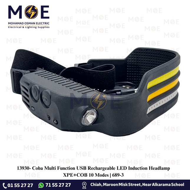 Coba Multi Function USB Rechargeable LED Induction Headlamp XPE+COB 10 Modes | 689-3