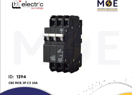 CBI MCB 3P 3kA C3 10A | QAL38310 | Black | دجنتور كهرباء ثلاثة فاز اسود
