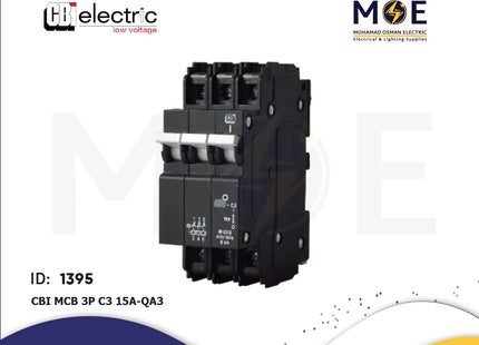 CBI MCB 3P 3kA C3 15A | QA3 | Black | دجنتور كهرباء ثلاثة فاز اسود