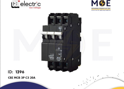 CBI MCB 3P 3kA C3 20A | QAL38329 | Black | دجنتور كهرباء ثلاثة فاز اسود