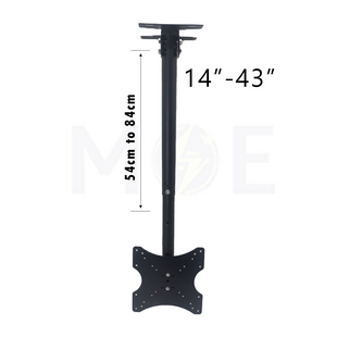 Adjustable Ceiling TV Mount Stand 54–84cm Height Fits 14–43" Screens Max Load 35kg 20x20cm Bracket | MD-DC01A