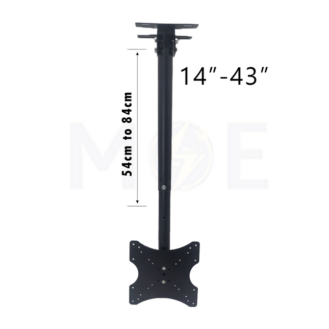 Adjustable Ceiling TV Mount Stand 54–84cm Height Fits 14–43" Screens Max Load 35kg 20x20cm Bracket | MD-DC01A
